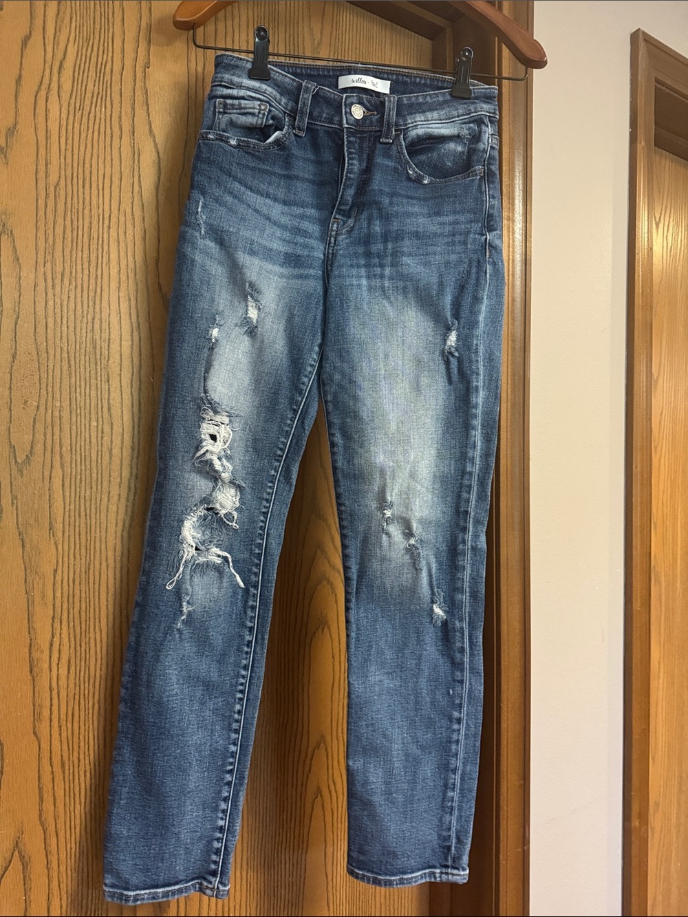 Skinny Distressed Blue Denim Jeans - Women's Slim Fit